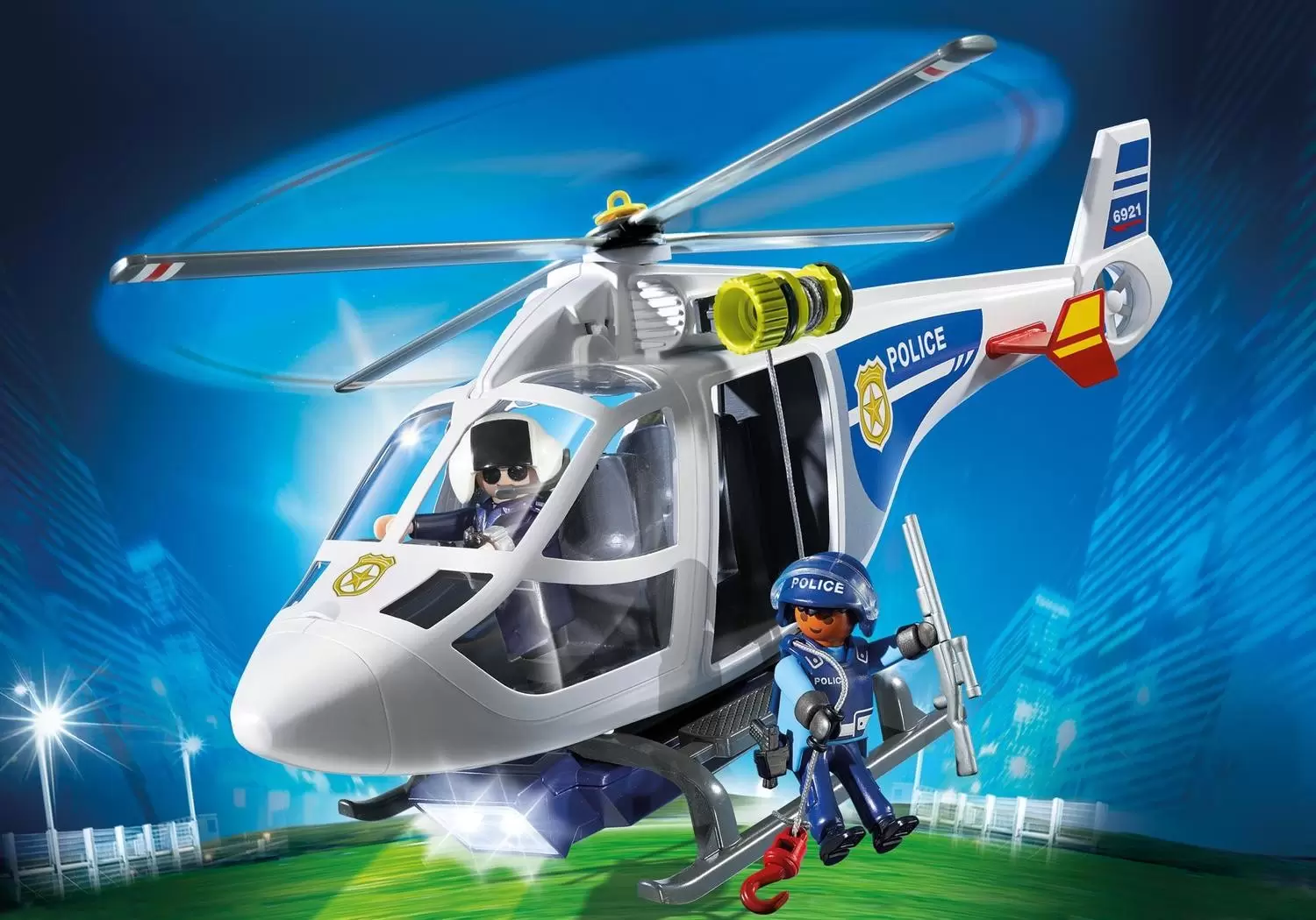 Playmobil Policier - Hélicoptère de police avec projecteur