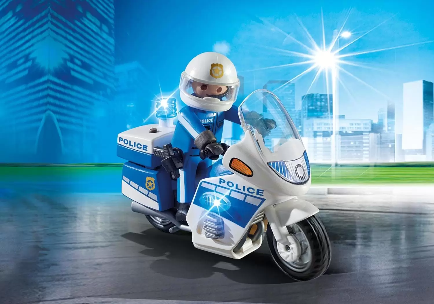 Playmobil Policier - Moto de policier avec gyrophare