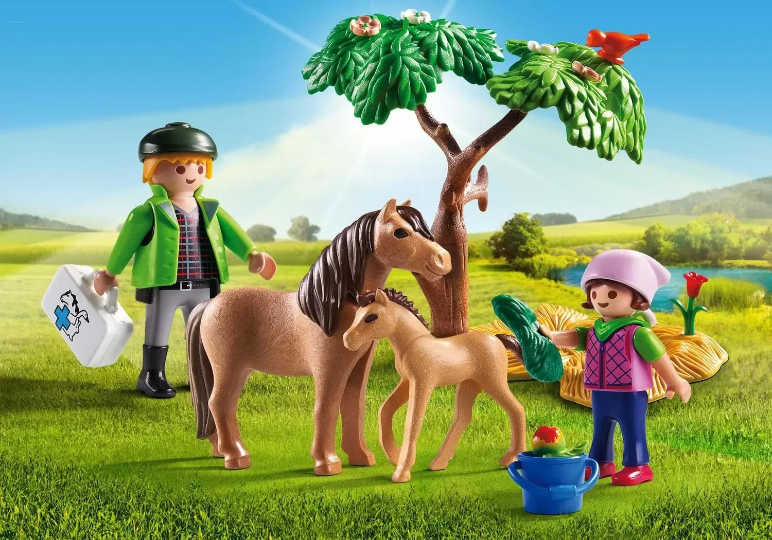 Playmobil équitation - Vétérinaire avec enfant et poneys