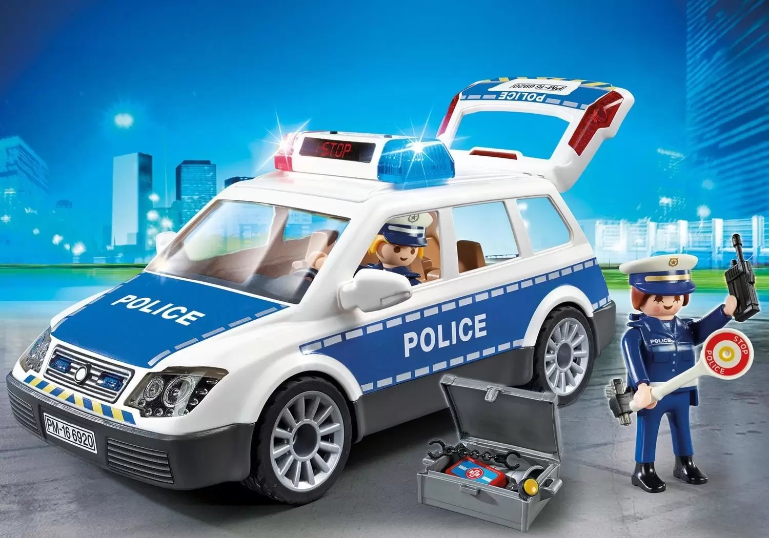 Playmobil Policier - Voiture de policiers avec gyrophare