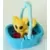 Blue basket and yellow cat