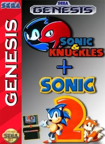 Jeux SEGA Mega Drive - Sonic & Knuckles + Sonic the Hedgehog 2