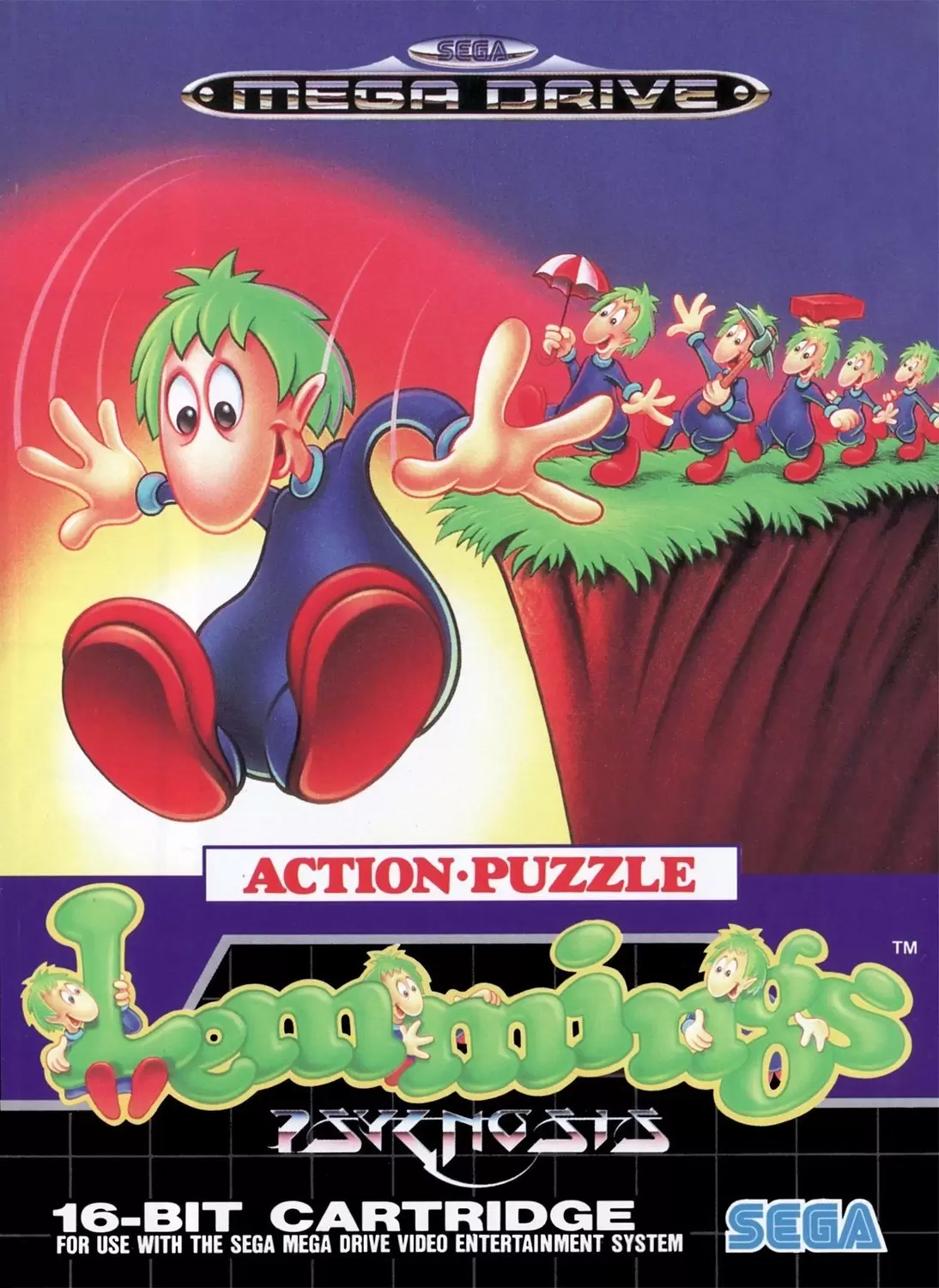 for Lemmings 2 The Tribes US cover 16bit retro game cartridge for