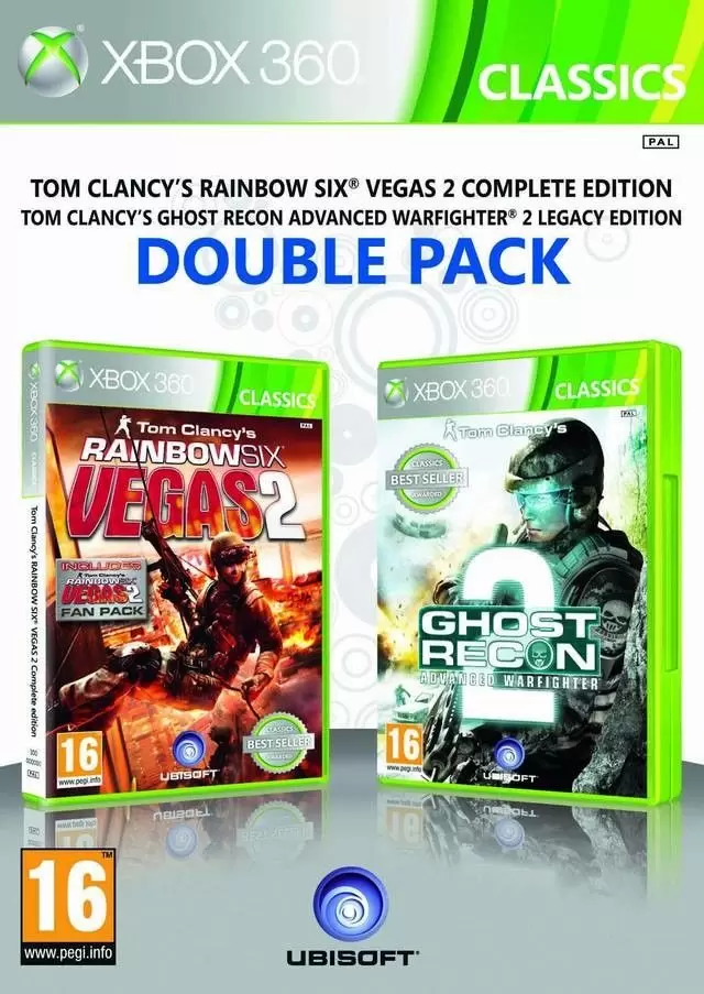 Jeux XBOX 360 - Tom Clancy\'s Rainbow Six Vegas 2 / Ghost Recon Advanced Warfighter 2 Double Pack