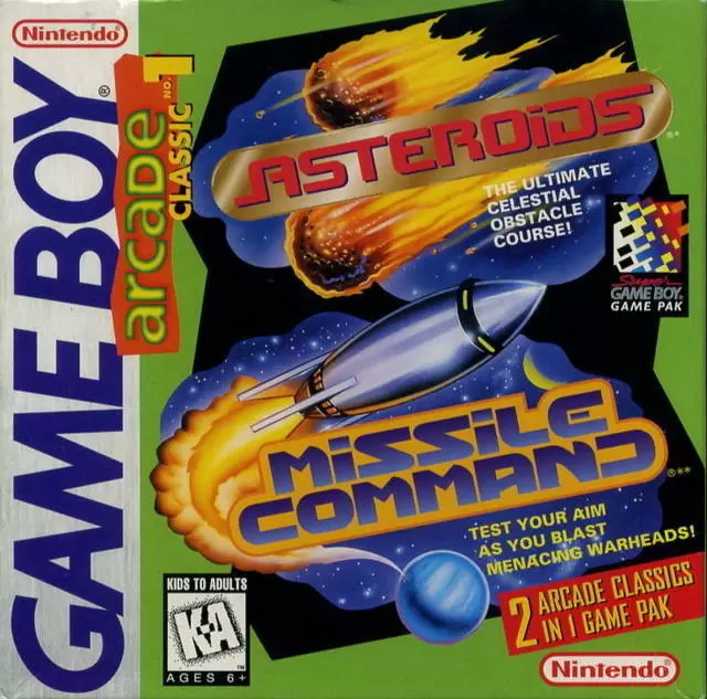 Game Boy Games - Arcade Classic 1: Asteroids/Missle Command