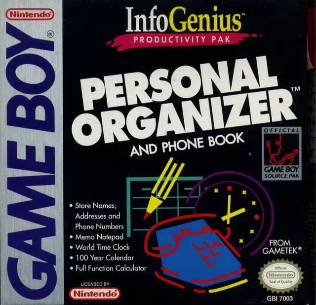 Jeux Game Boy - InfoGenius Productivity Pak: Personal Organizer and Phone Book