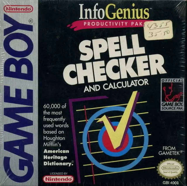 Jeux Game Boy - InfoGenius Productivity Pak: Spell Checker and Calculator