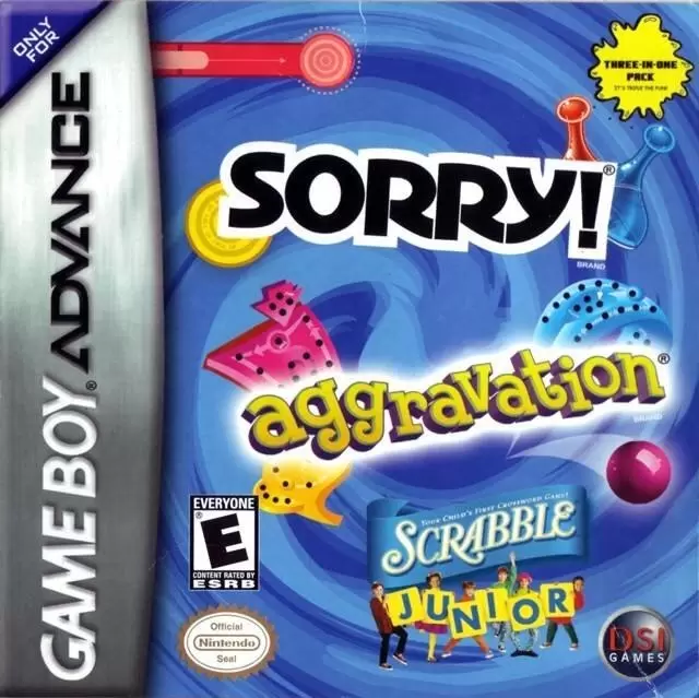 Game Boy Advance Games (GBA) - Sorry! / Aggravation / Scrabble Junior
