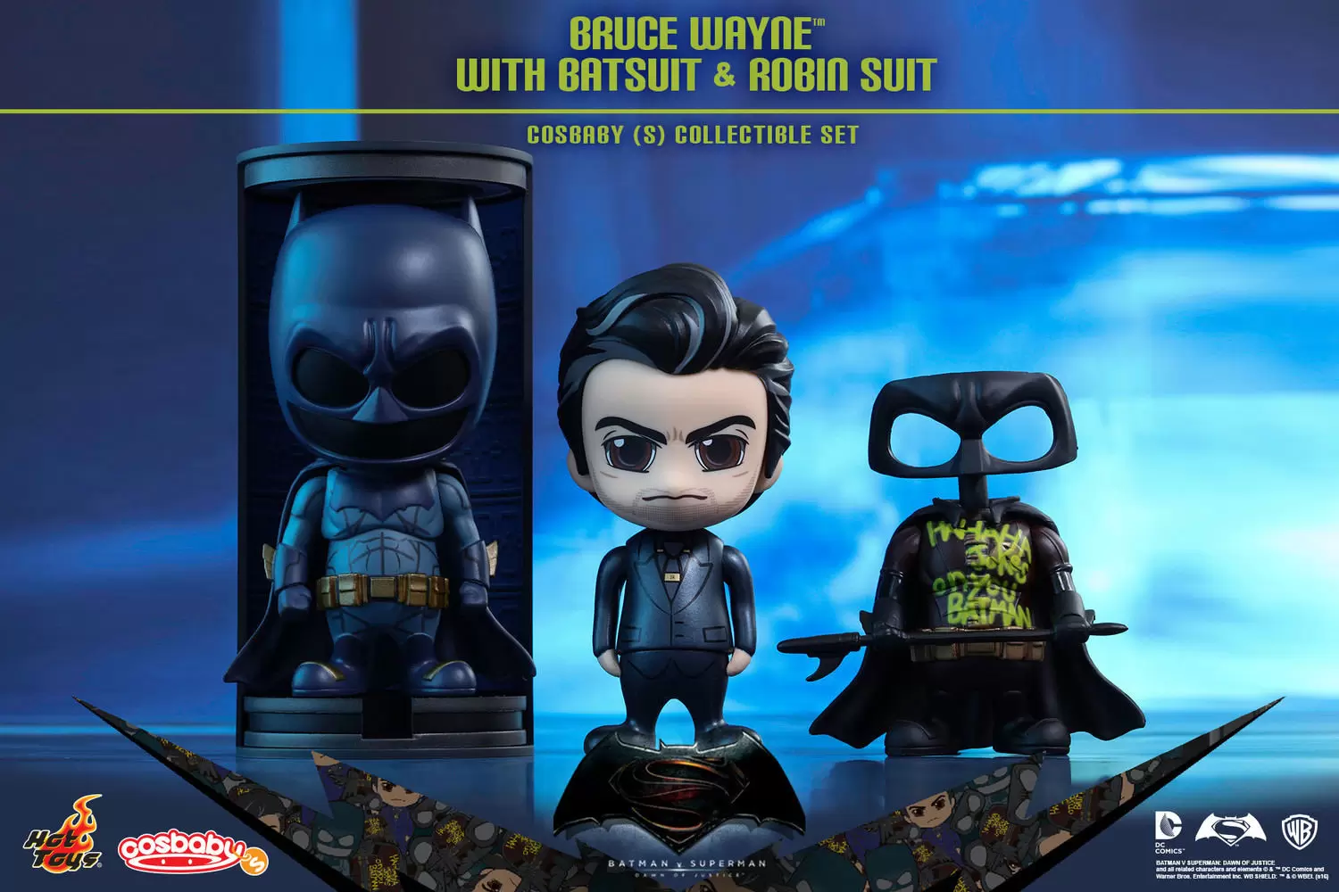 Cosbaby Figures - Bruce Wayne with Batsuit And Robin Suit