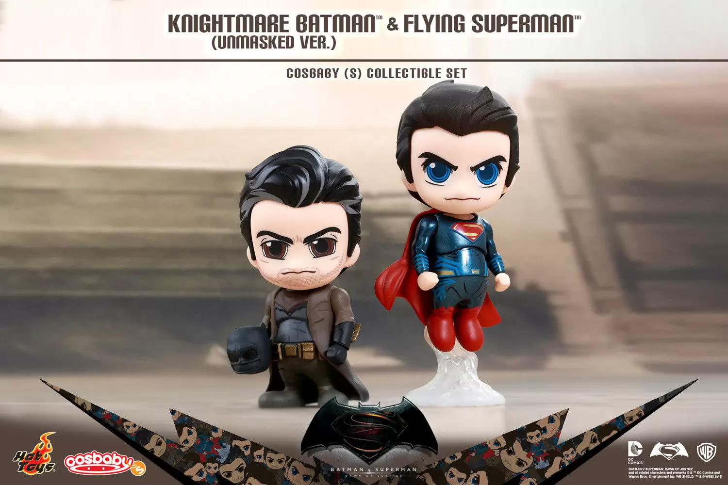 Knightmare Batman Unmasked Version And Flying Superman Cosbaby Figures  action figure COSB244