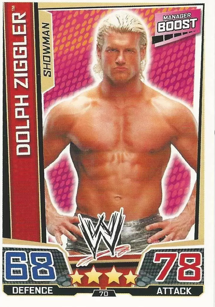 #54 Dolph Ziggler SmackDown WWE Slam Attax Reloaded Trading Card 