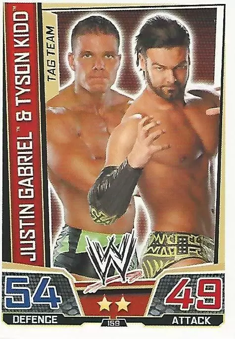 WWE Slam Attax Superstars Trading Cards - Justin Gabriel & Tyson Kidd