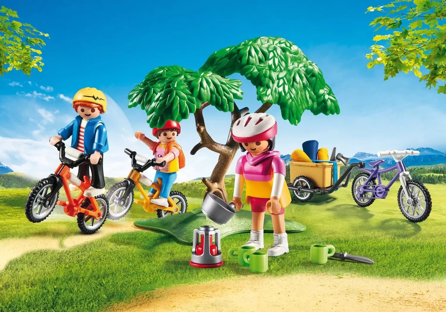 Playmobil en vacances - Cyclistes avec vélos et remorque