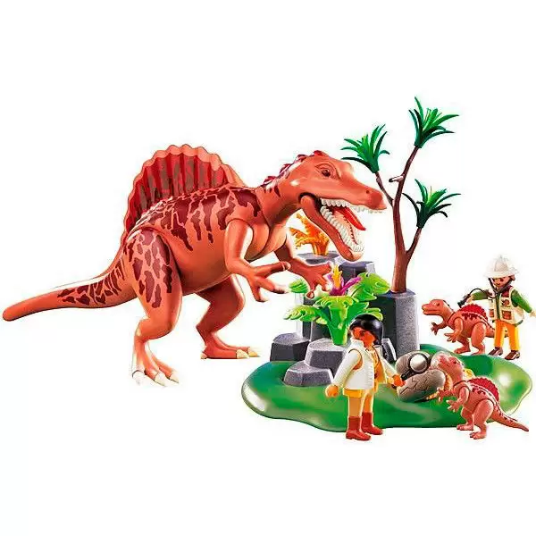 Spinosaurus with Dino Nest and two babies - Playmobil dinosaures 4174