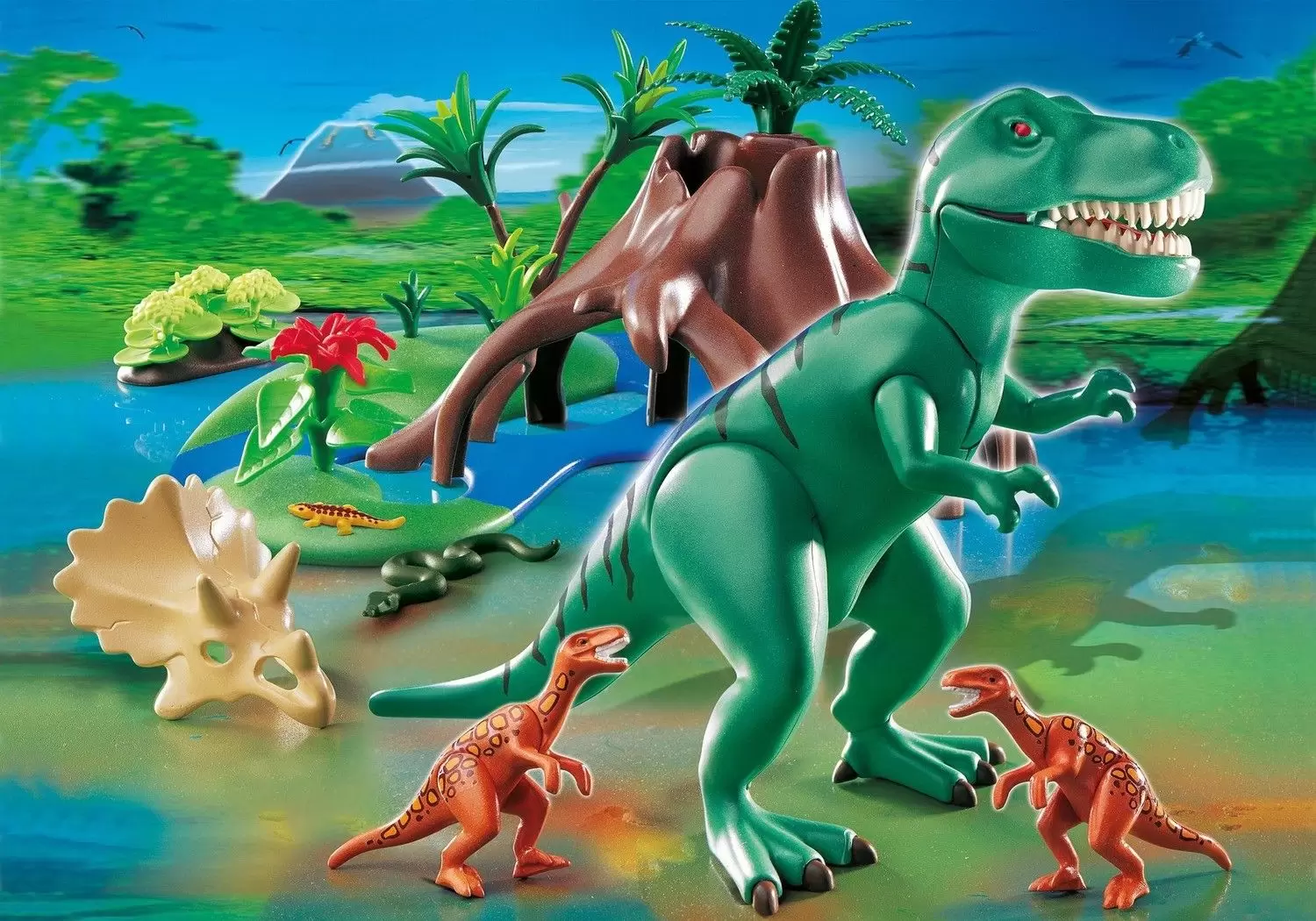 Spinosaurus with Dino Nest and two babies - Playmobil dinosaures 4174