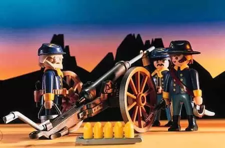 Far West Playmobil - Civil War Union Soldiers With Cannon