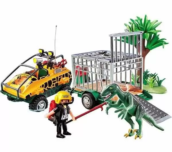 Playmobil Dinosaures - Véhicule amphibie avec Deinonychus