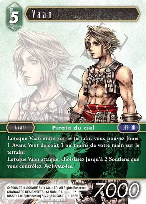 Cartes Final Fantasy : Opus 1 - Vaan