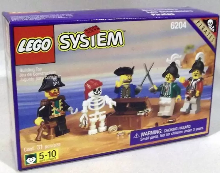 LEGO 6204 Pirates Buccaneers Skeleton Pirate Minifig w/ Bandanna and Sword *NEW* 