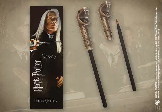 The Noble Collection : Harry Potter - Stylo baguette & Marque-page Lucius Malefoy