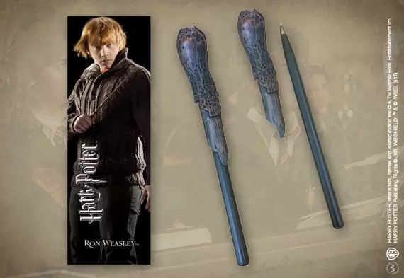 The Noble Collection : Harry Potter - Stylo baguette & Marque-page Ron Weasley