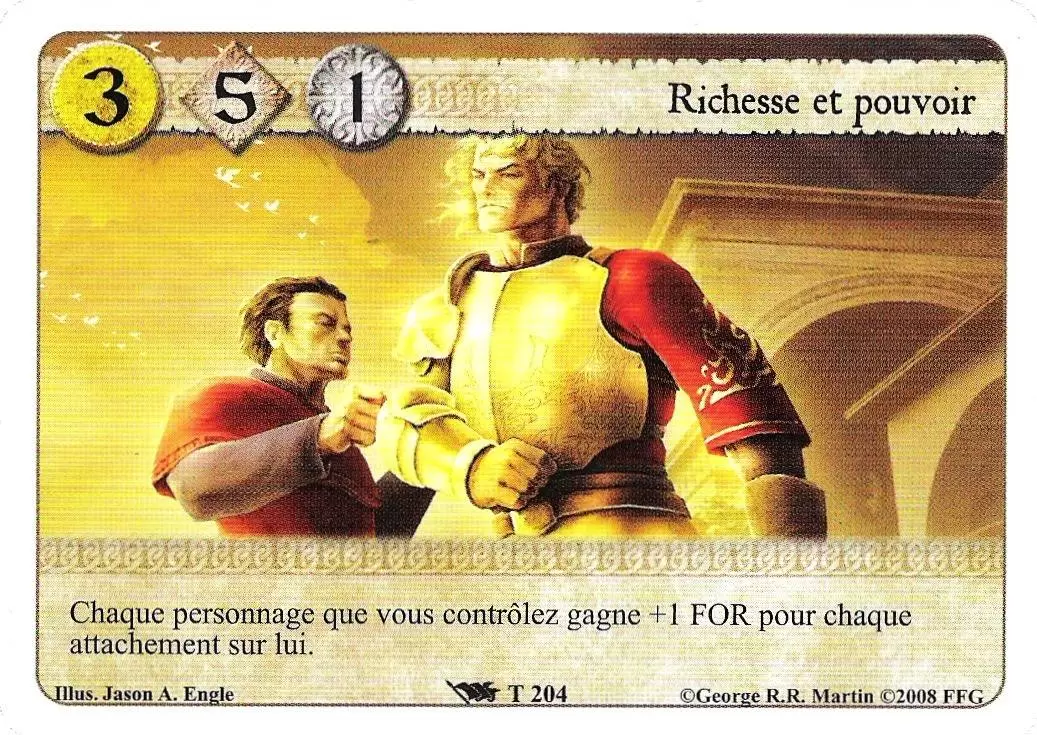 Le Trône de Fer Le jeu de carte - Richesse et Pouvoir