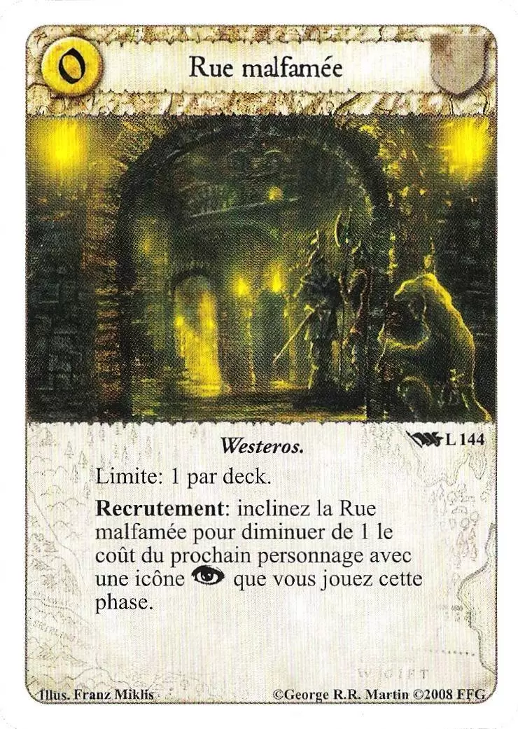 Le Trône de Fer Le jeu de carte - Rue Malfamée