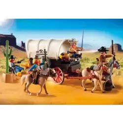Chariot avec cow-boys et bandits