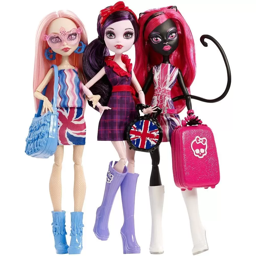 Monster High Dolls - Viperine Gorgon, Elissabat & Catty Noir (3-pack) - Ghoulebrities in Londoom