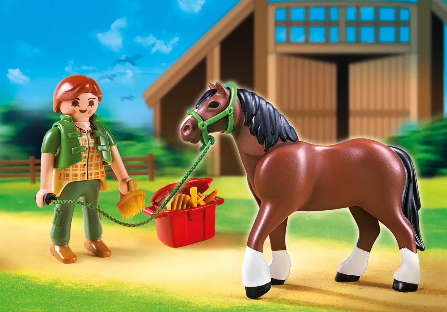 Playmobil Horse Riding - Shire Horse with Groomer and Stable