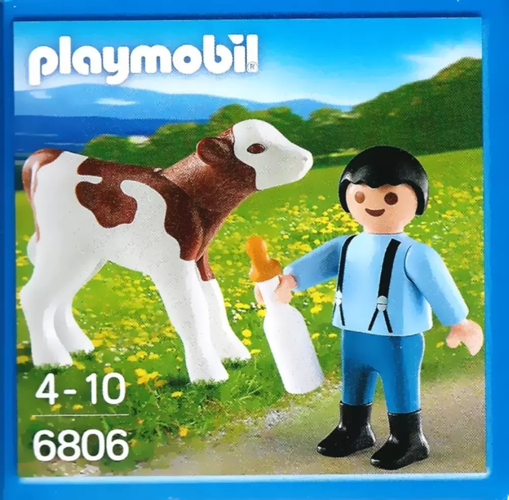 Playmobil Farmers - Boy with Calf and Feeding Bottle