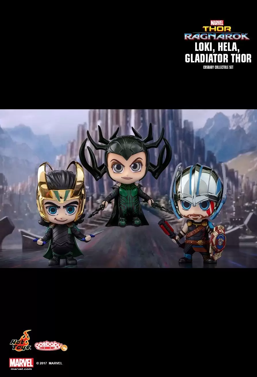 Cosbaby Figures - Loki, Hela & Gladiator Thor (3-Pack)