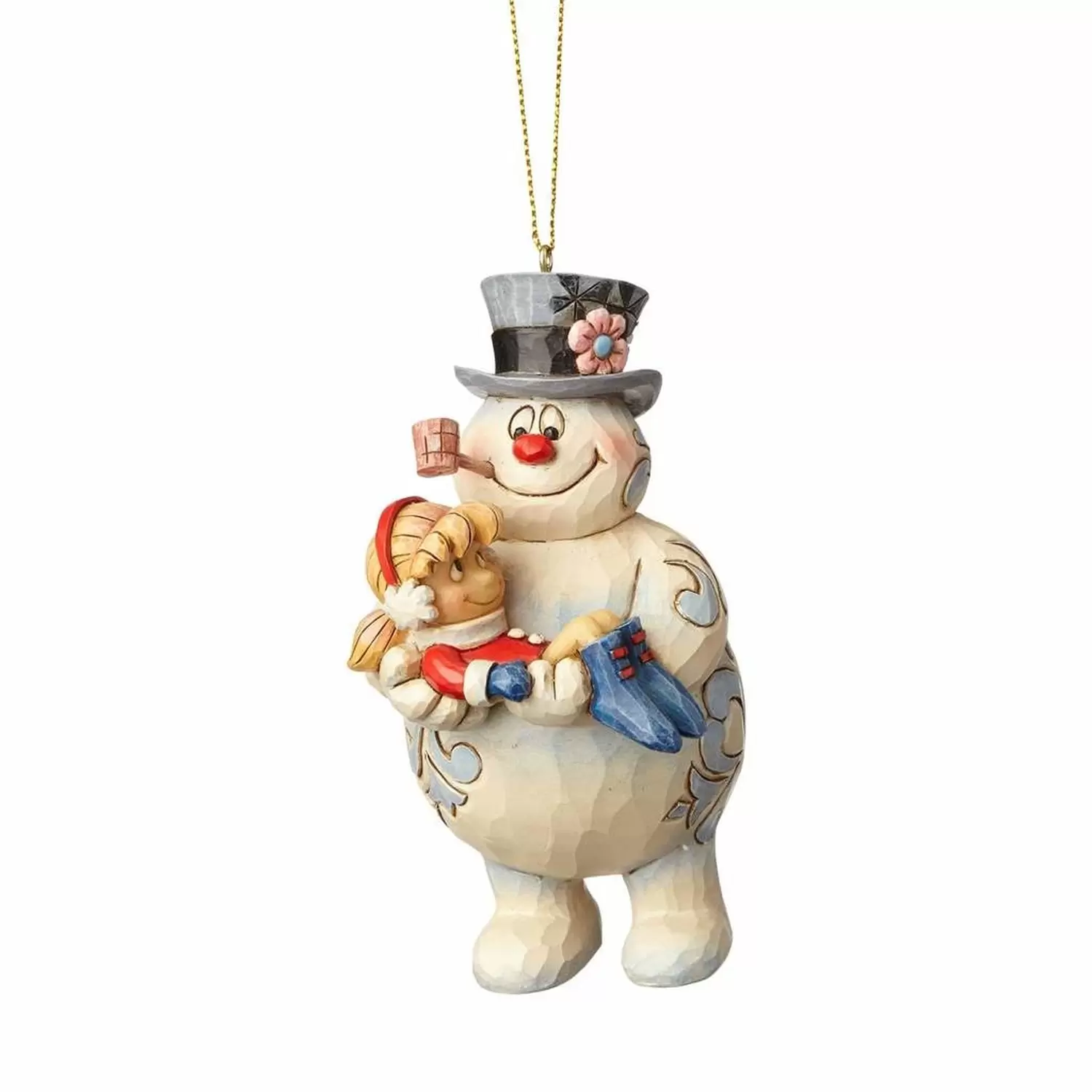 Cartoons Characters by Jim Shore - Frosty Holding Karen Hanging Ornament