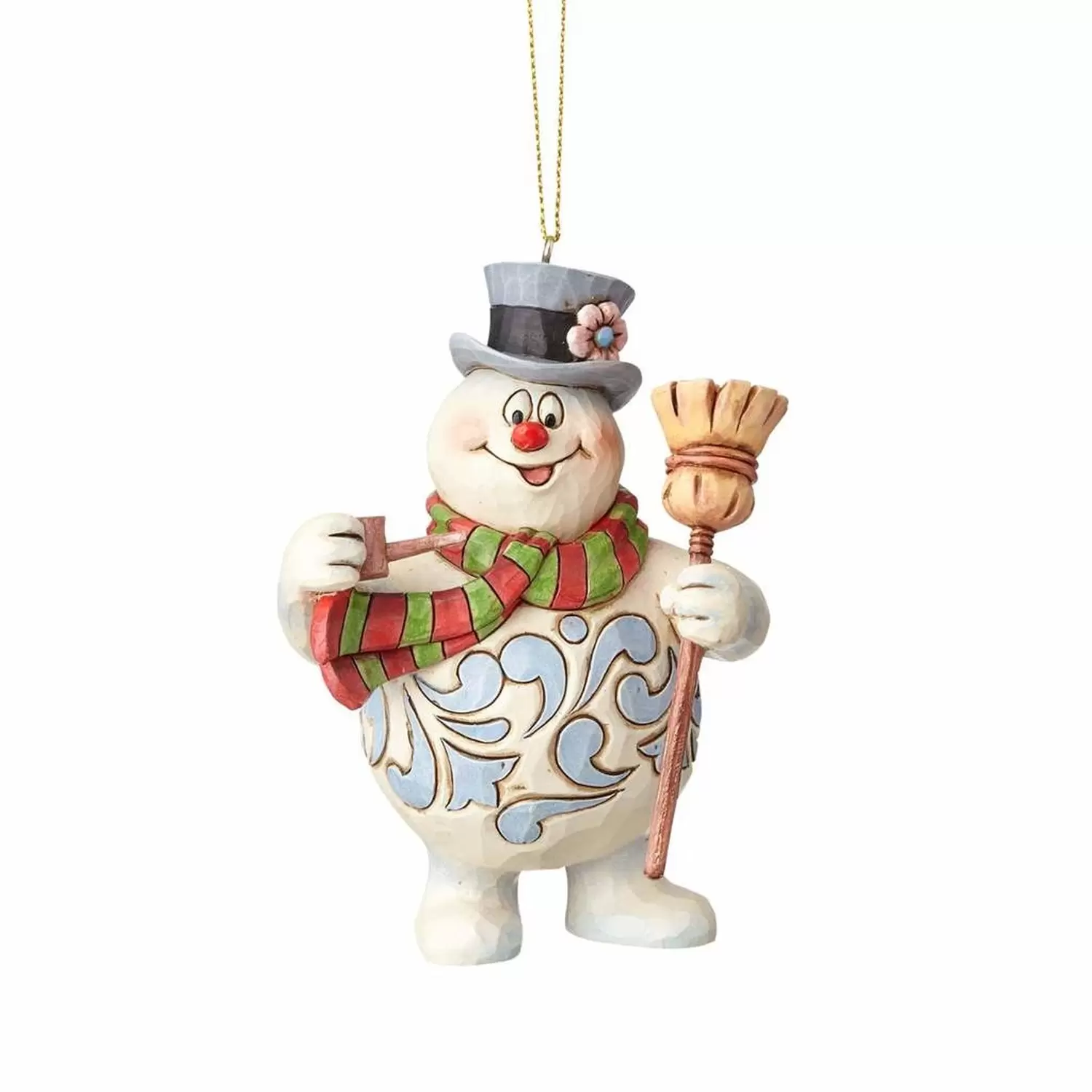 Cartoons Characters by Jim Shore - Frosty with Broom Hanging Ornament
