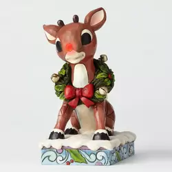 Lighted Rudolph with Wreath