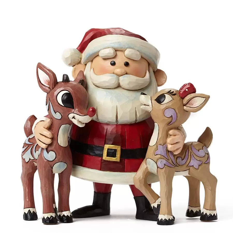 Cartoons  - Jim Shore - Santa Hugging Rudolph And Clarice