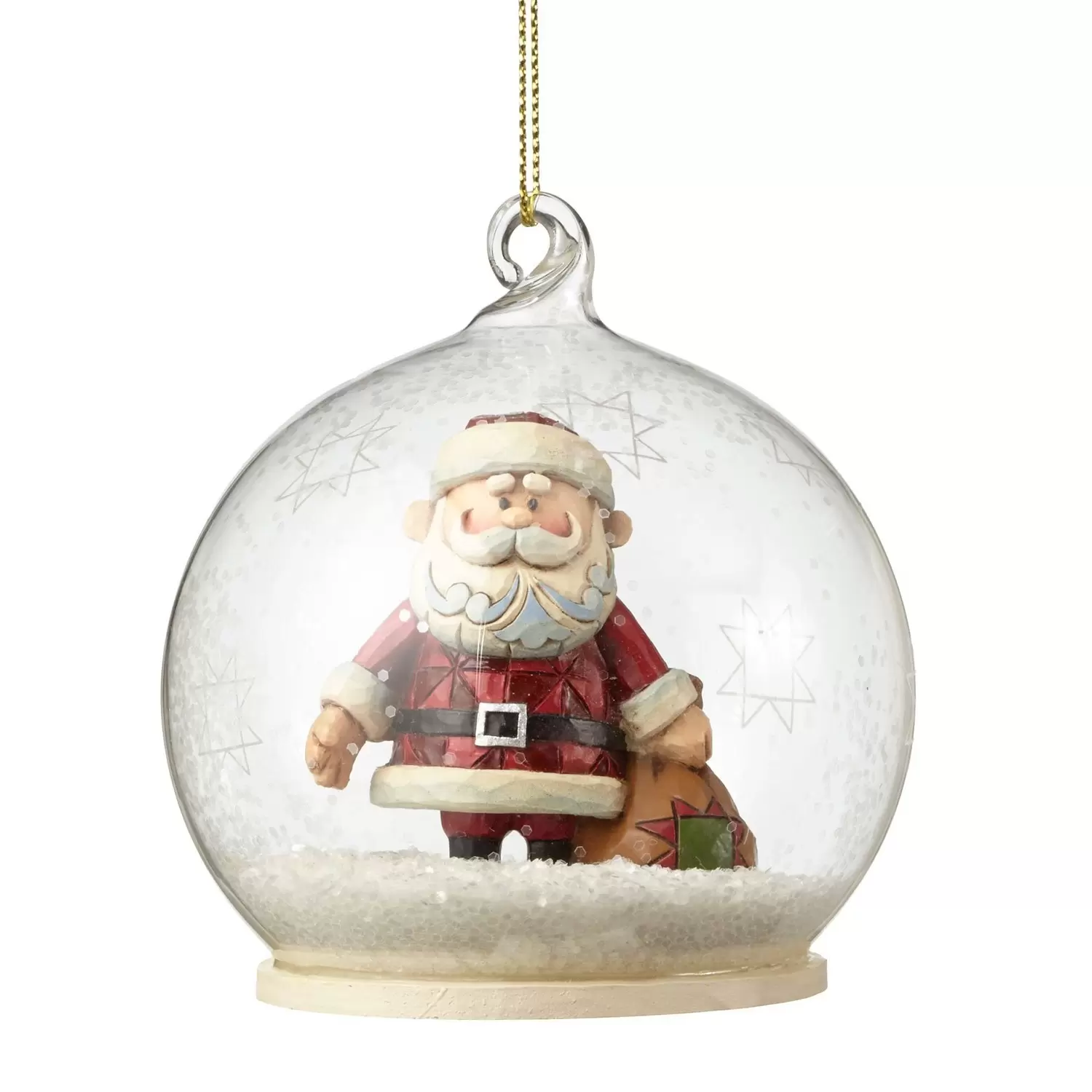 Cartoons Characters by Jim Shore - Santa in Dome Hanging Ornament