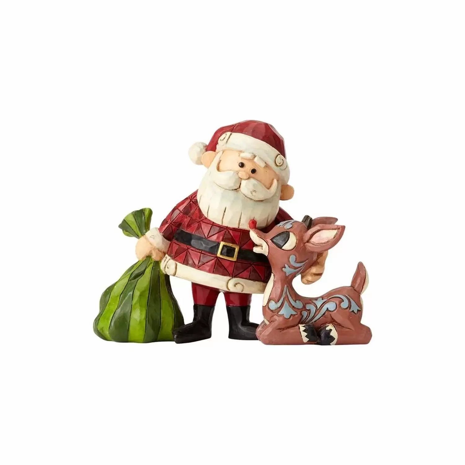 Cartoons  - Jim Shore - Santa With Rudolph and Bag