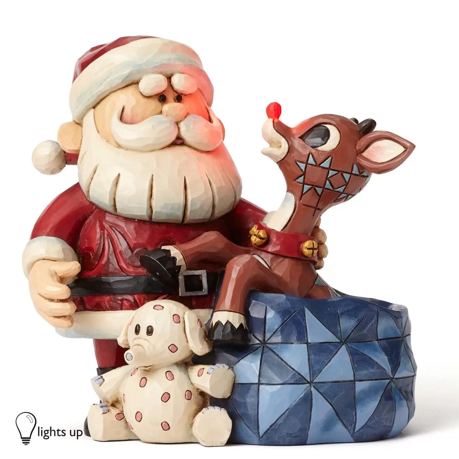 Cartoons Characters by Jim Shore - Santa with Rudolph in Toy Bag