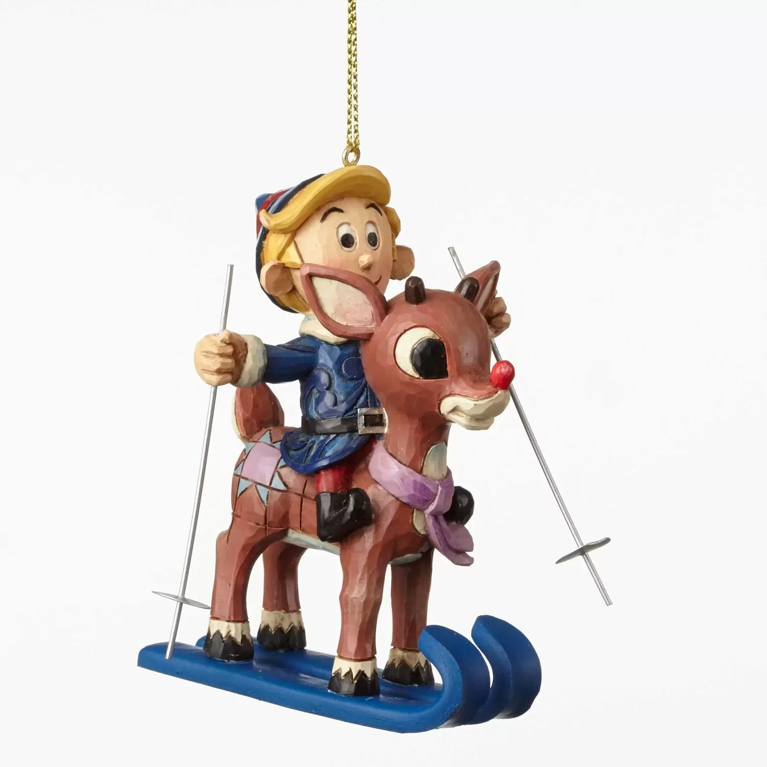 Cartoons Characters by Jim Shore - Skiing Rudolph and Hermey Hanging Ornament