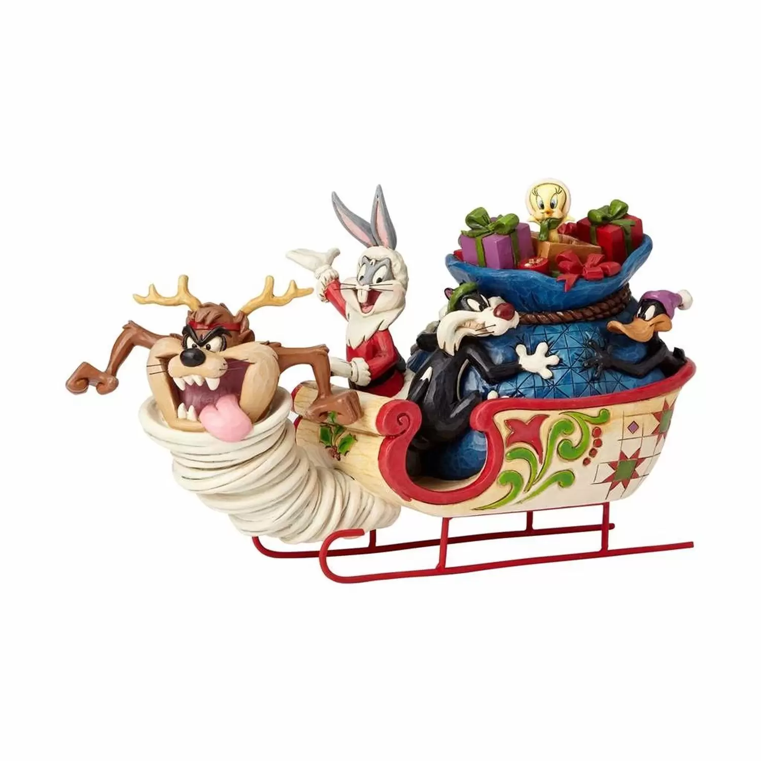 Looney Tunes characters by Jim Shore - Festive Flight - Looney Tunes Sleigh Ride