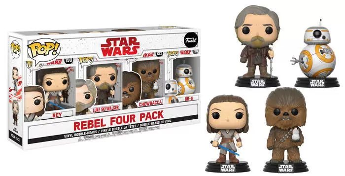 POP! Star Wars - 4 Pack - Rey, Luke Skywalker, Chewbacca and BB-8