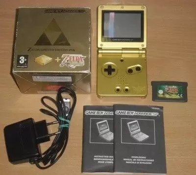 Game Boy Advance SP - Game Boy Advance SP Zelda: Gold with Triforce and Hylian crest
