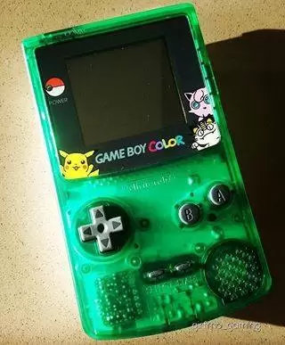 Game Boy Color - Game Boy Color Pokémon - Clear Green and White with artwork