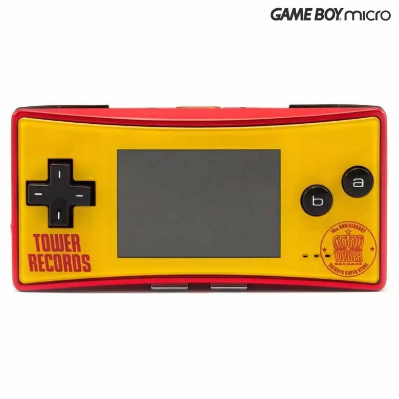 Game Boy Micro - Game Boy Micro 10th Anniversary Tower Records - Red with Yellow Faceplate
