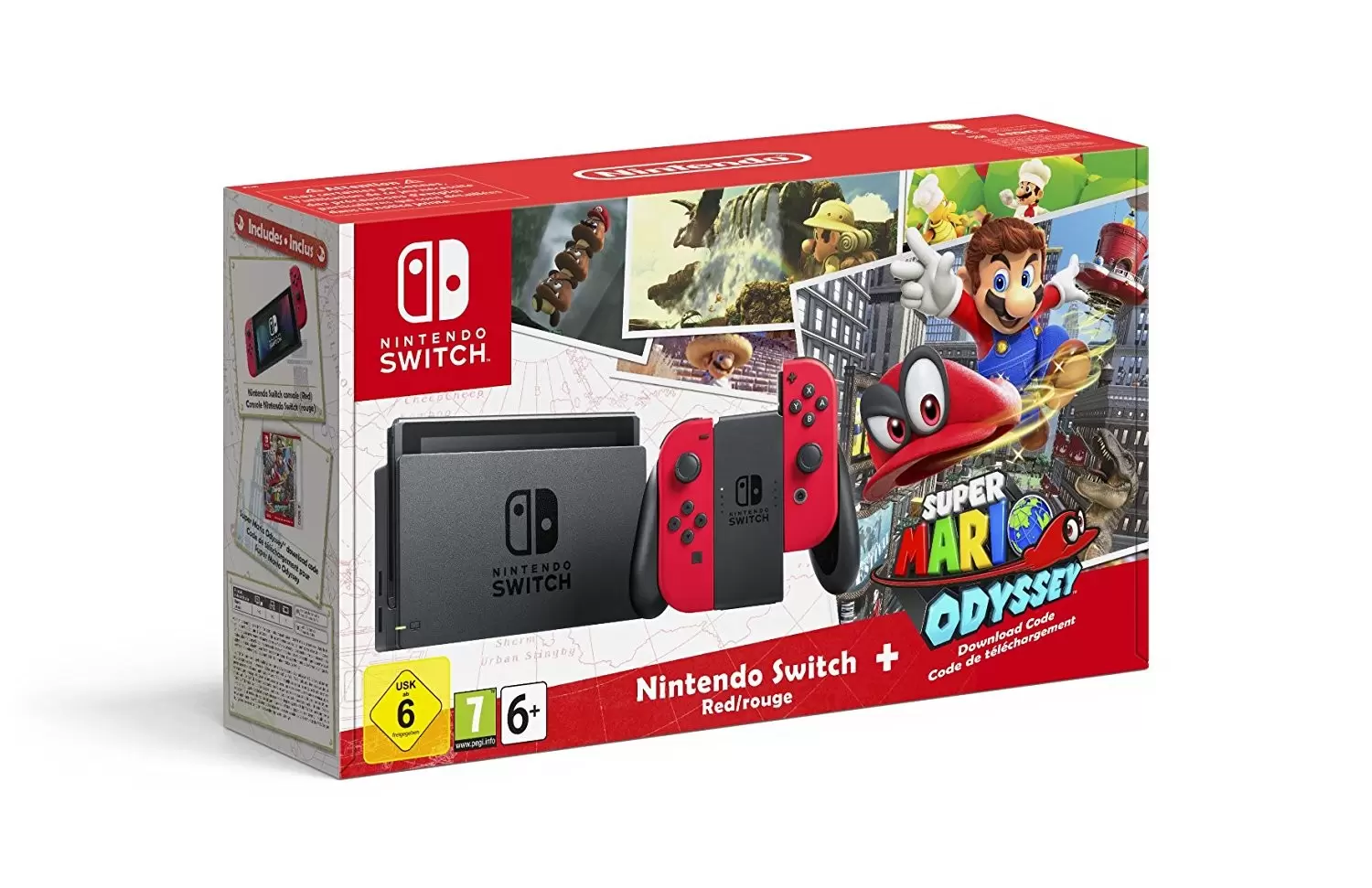 Matériel Nintendo Switch - Nintendo Switch avec Joy-Con rouges + Super Mario Odyssey - Edition Limitée