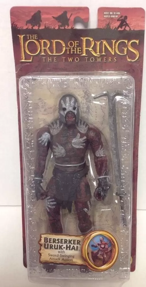 The Lord Of The Rings LOTR Two Towers Action Figure Berserker Uruk-Hai Toy Biz 