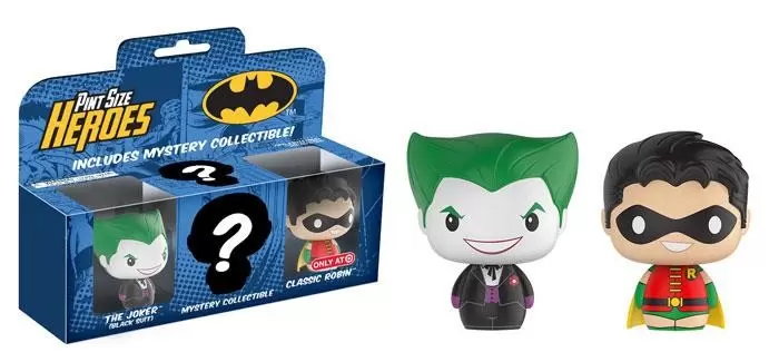 Pint Size Heroes Pack and Exclusive - Batman 3 Pack – The Joker, Robin Classic and Mystery