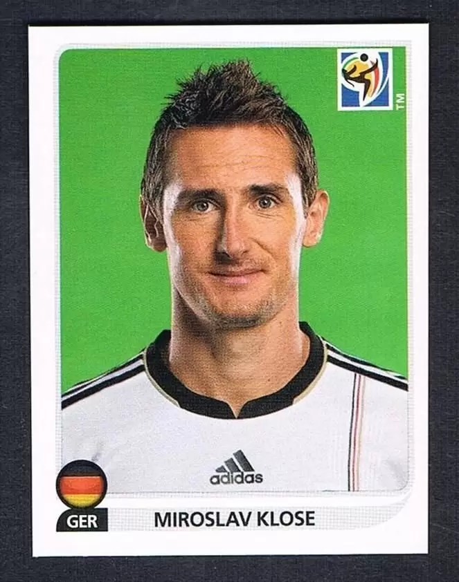 Carte adrenalyn panini Allemagne Miroslav Klose Afrique du Sud 2010 