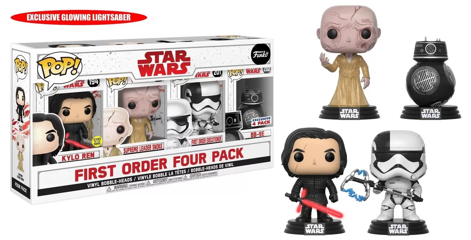 POP! Star Wars - First Order Four Pack with Glow In The Dark Lightsaber